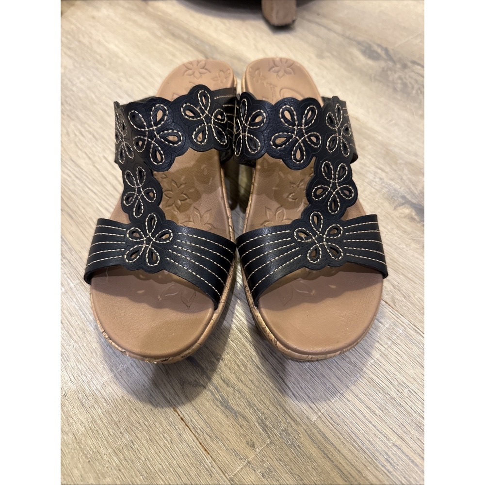 Skechers Women's Cali Beverlee Garden Picnic Wedge Sandals Black Cork 7